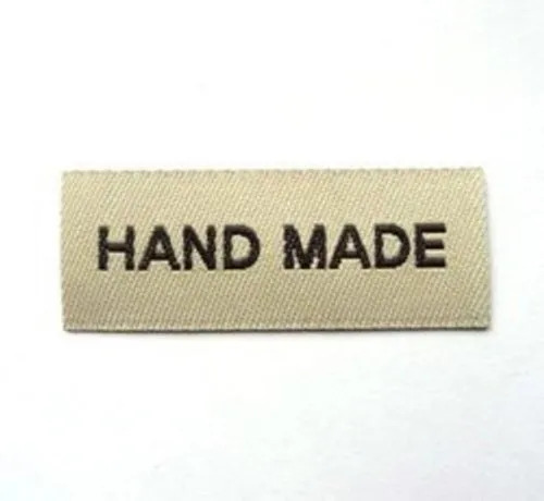 Woven Beige Garment Label, 0.75 X 3 Inch - Coating Type: Matte