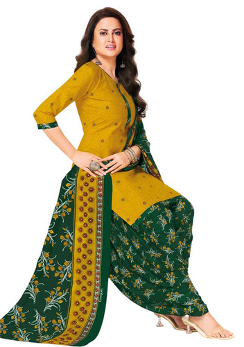 Yellow Green Stitched Cotton Suits