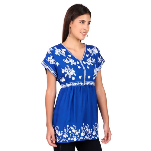 Blue Color Rayon Fabric Top