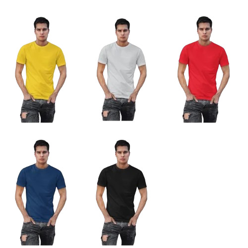 Multicolor Men Plain T Shirt