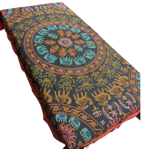 Black Handmade Embroidery Work Bedspreads