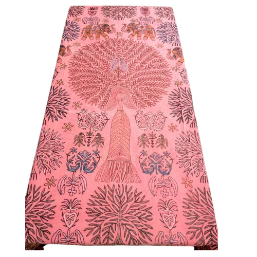 Peach Handmade Embroidery Work Bedspreads