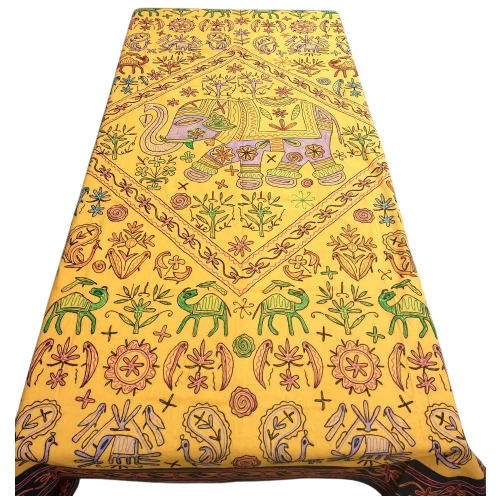 Yellow Handmade Embroidery Work Bedspreads