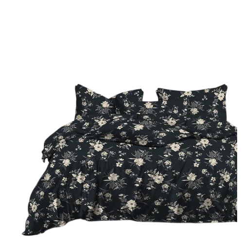 Black Glace Cotton Printed Bed Sheet Set