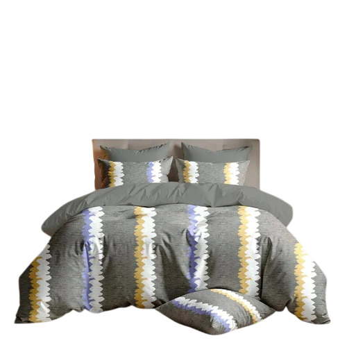 Gray Glace Cotton Printed Bed Sheet Set