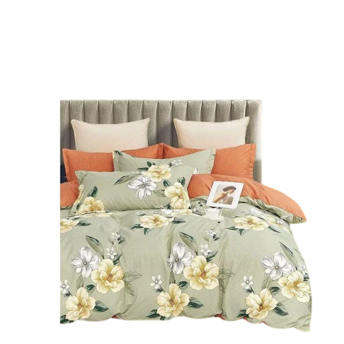 Pista Green Glace Cotton Printed Bed Sheet Set