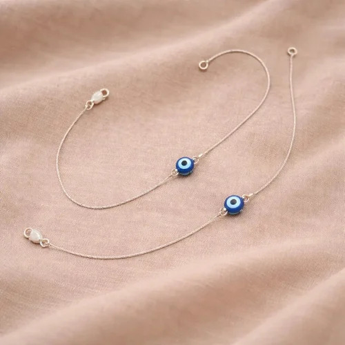 Silver Evil Eye Anklet - Gender: Women