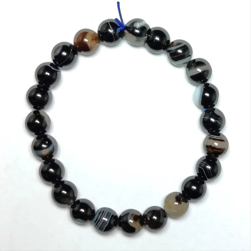 Sulemani Hakik Agate Crystal Bracelet - Color: Black Grey