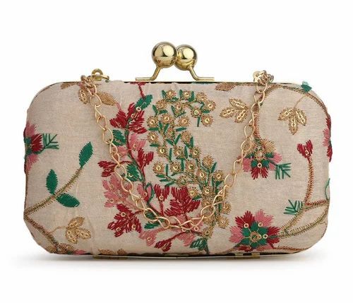Female Floral Embroidery Clutch Bag