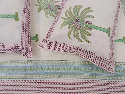 Cotton Floral Printed Double Bed Sheet - Double Size, White & Pink | Breathable, Washable, 1 Bedsheet, 2 Pillow Covers