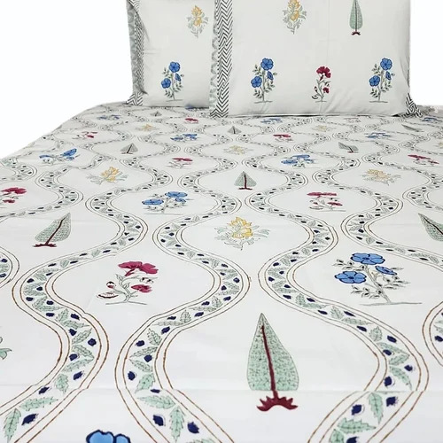 Floral Hand Block Printed Bedsheet Set