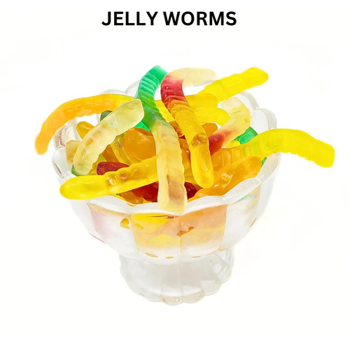 Mix Fruit Jelly Worms Candy - Fat Contains (%): 1