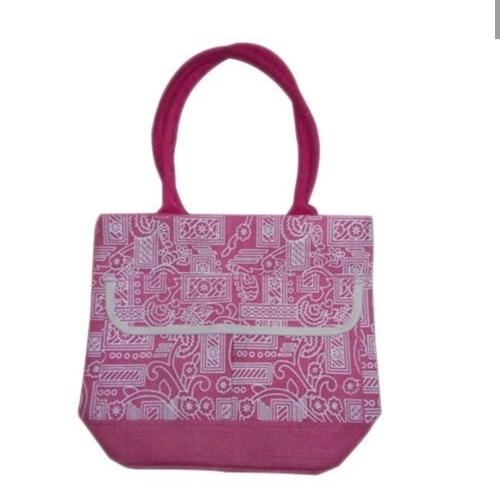 Pink Designer Jute Ladies Bag