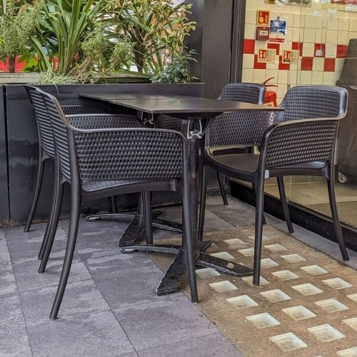 Plastic Cafe Chair - Plastic, Black | Corrosion Resistant, Fireproof Standard, UV Resistant, Water Resistant, Scratch Resistant
