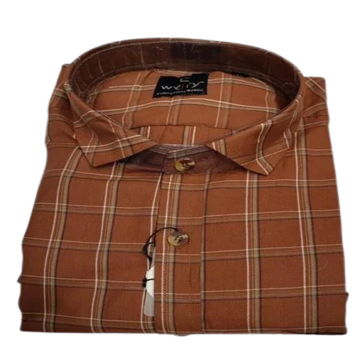 Men Check Brown Shirt - Cotton Full Sleeve, Sizes L-XXL | Breathable, Quick Dry, Anti-Wrinkle, Eco-Friendly