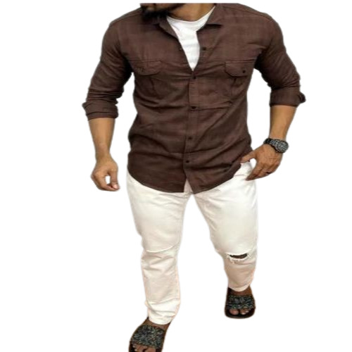 Men Cotton Full Sleeve Grey Shirt - Regular Fit, Quick Dry, Breathable, Anti-Wrinkle