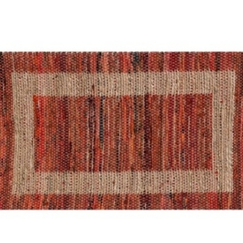 Red Jute And Cotton Rug