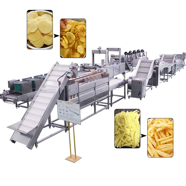 Automatic Potato Chips Okra Banana Slices Snacks Fruit Slices Fried Packaging Production Line With Cooling System - Capacity: 1-10 Ton