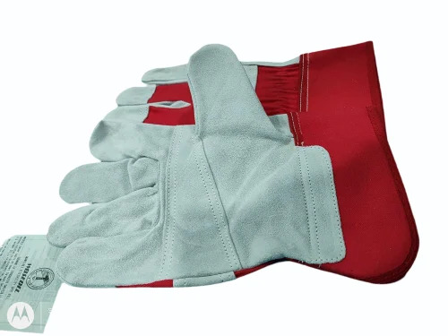 Full Finger Industrial Leather Gloves - Fabric Type: Cotton