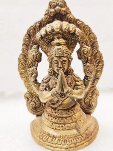 10 Inch Brass Patanjali God Statue - Color: Golden