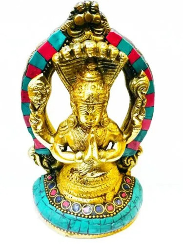 14 Inch Brass Patanjali Statue - Color: Golden