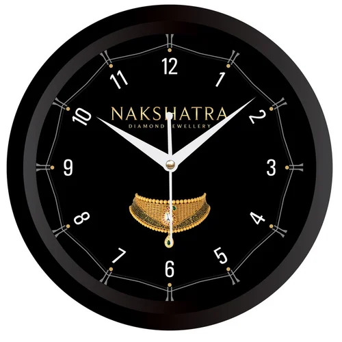Black Color Wall Clock For Anniversary - Finishing: Matte Finish