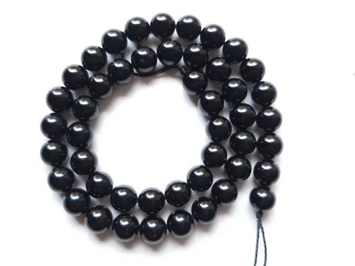 Black Tourmaline Round Beads, 6,8,10 Mm - Beads Material: Stone