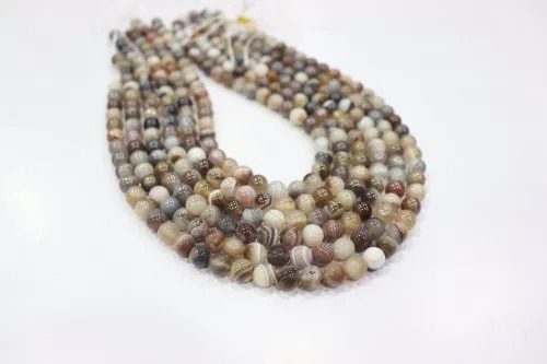 Botswana Agate Round Beads, 8 Mm - Beads Colour: Brown Mixed