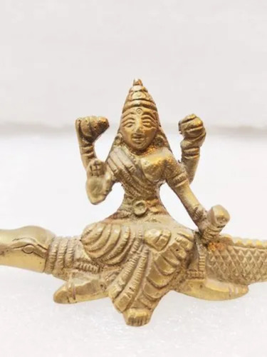 Brass Ganga Maa Statue - Color: Golden