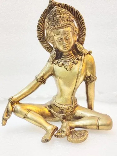 Brass Indra Dev God Statue - Color: Golden