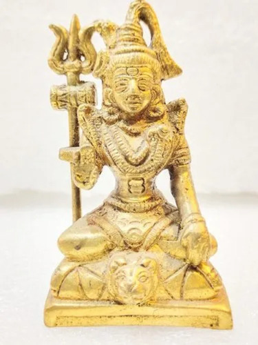 Brass Mahadev Statue - Color: Golden