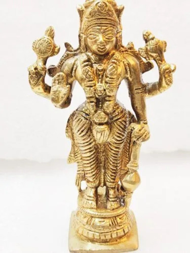 Brass Vishnu Standing Statue - Color: Golden