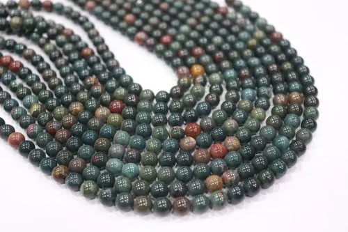 Green Bloodstone Round Beads - Beads Material: Stone