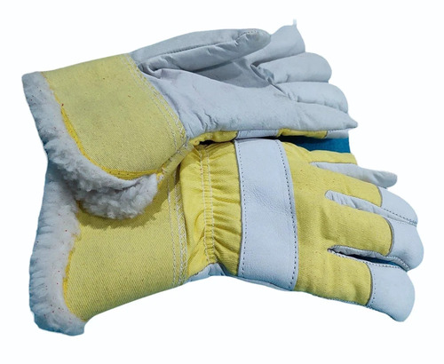 Industrial Leather Gloves - Color: White And Yellow