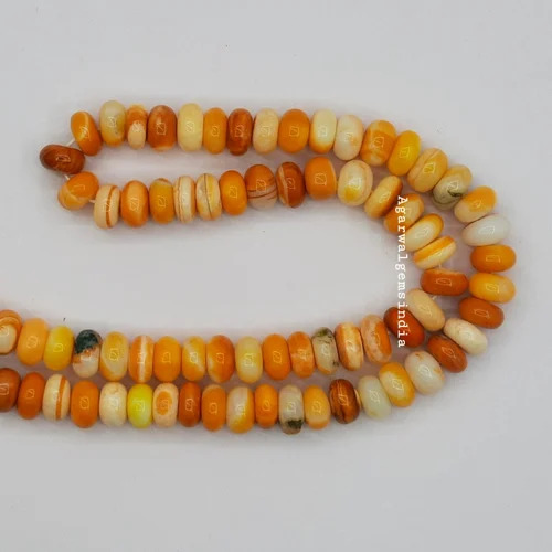 Orange Opal Smooth Rondelle Beads - Beads Material: Stone