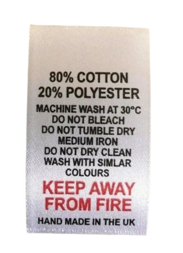 Polyester White Printed Garment Label