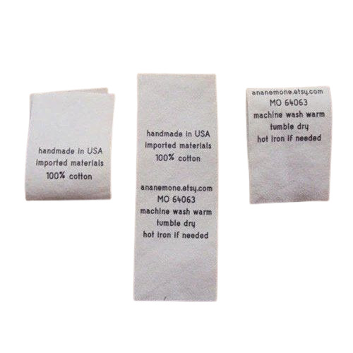Polyester White Printed Water Proof Garment Label