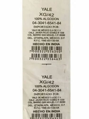 Tafeta White Printed Garments Label