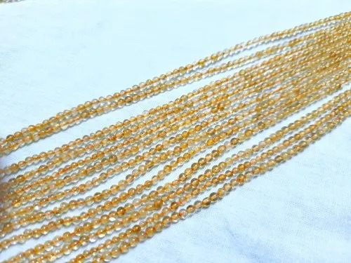 Yellow Citrine 3 Mm Smooth Round Bead - Beads Material: Stone