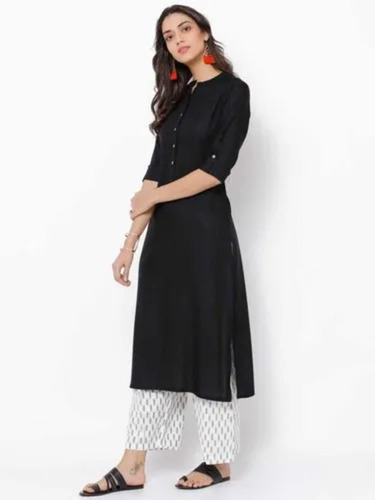 Black Cotton Designer Kurti - Feature: Stylish Look