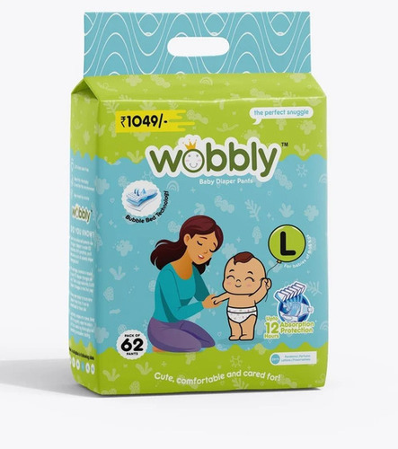Large 62 Wobbly Disposable Diaper Pants - Color: White