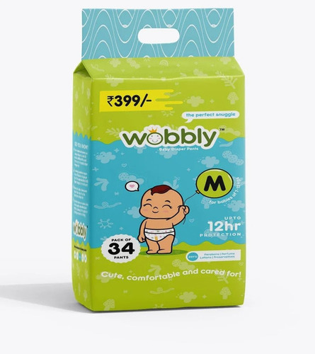 Medium 34 Pants Wobbly Disposable Diaper Pants - Color: White