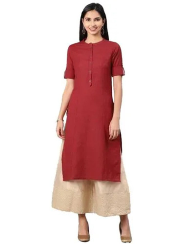 Red Cotton Designer Kurti - Design: Elegant Cut