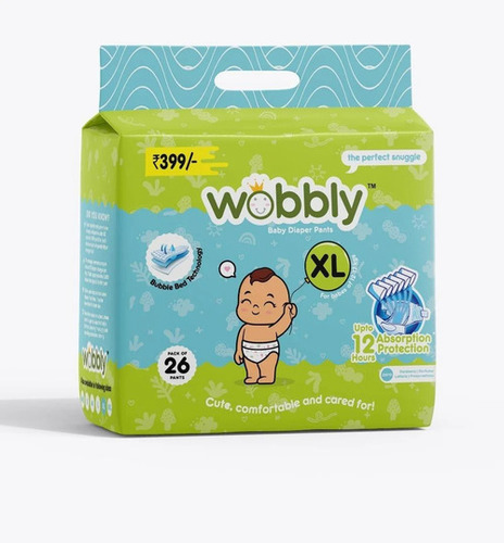 Xl 26 Diaper Wobbly Disposable Pant - Color: White
