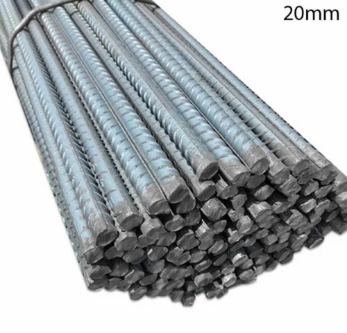 20 Mm Steel Tmt Bar - Steel, 6 Meter, 20 Mm Diameter, Round End | Durable, Fine Finished, High Pressure Industrial Use