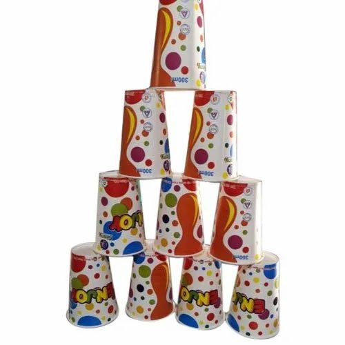 300 Ml Disposable Printed Paper Glasses