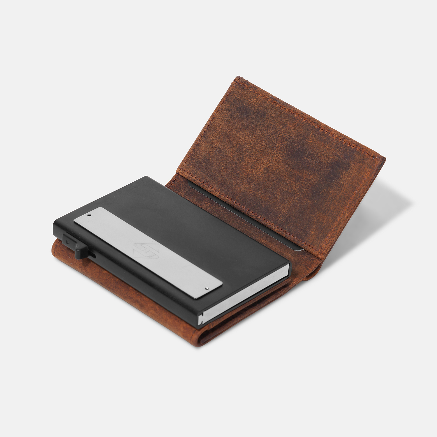 Premium Rfid Leather Smart Wallet With Aluminum Card Holder