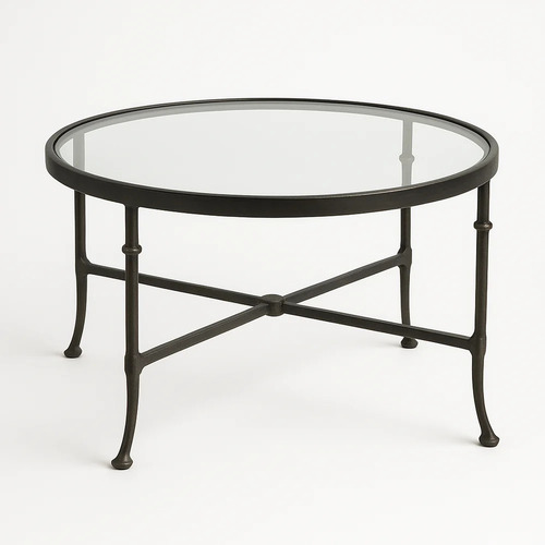 Vintage Handcrafted Iron And Glass Table - Application: Interior Decor