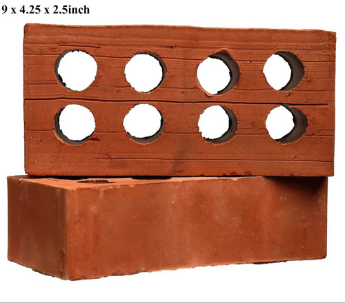 8 Hole Wire Cut Brick - Color: Red