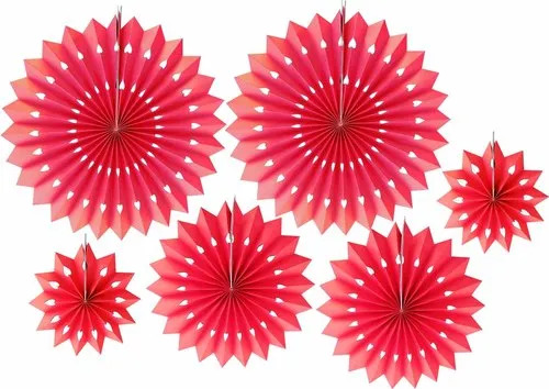 Heart Shape Cutout Paper Fan - Color: Red